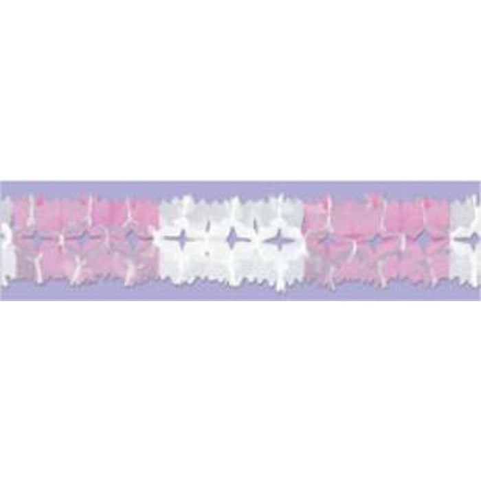"14.5' Pink And White Pageant Garland - Elegant Event Decoration"