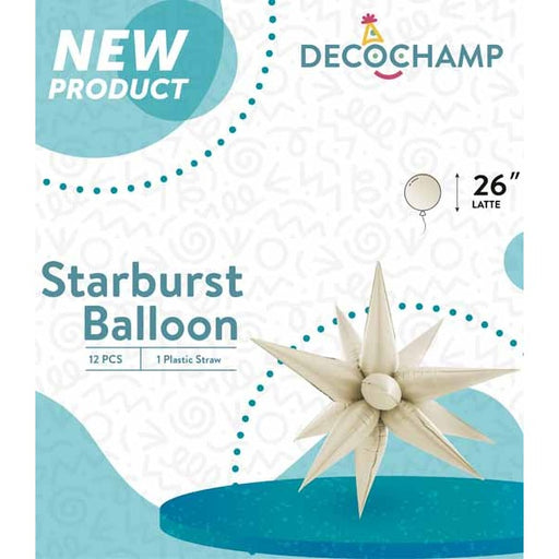 Decochamp Latte Starburst Foil Balloon, 26 Inch