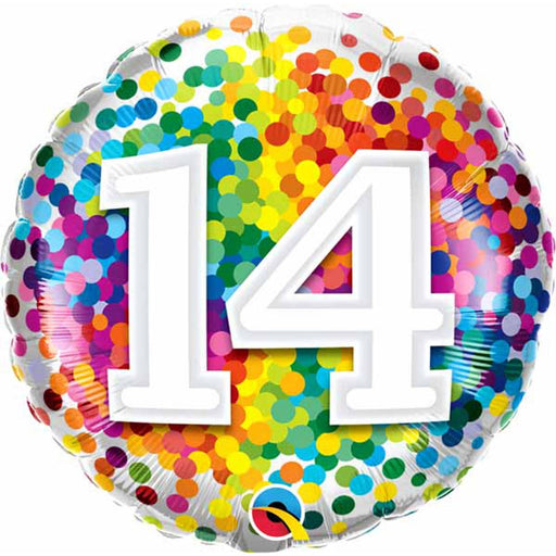 14 Rainbow Confetti Round Balloon Package - 18 Inches