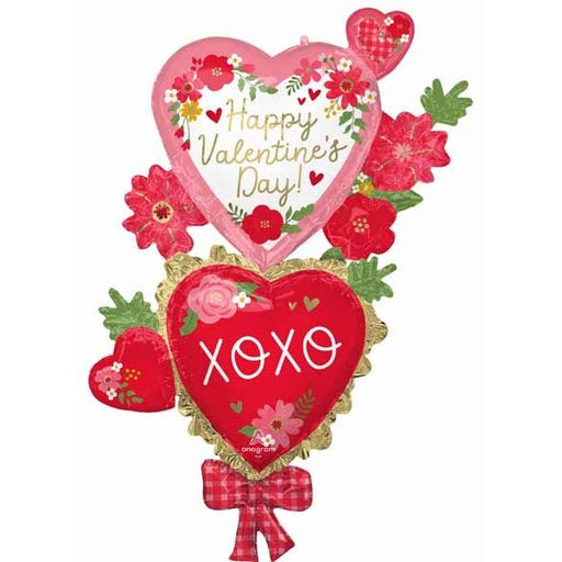 59" Happy Valentine's Day Floral & XOXO Foil Balloon