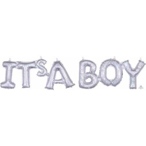 It's a Boy Holographic Block Phrase Balloon