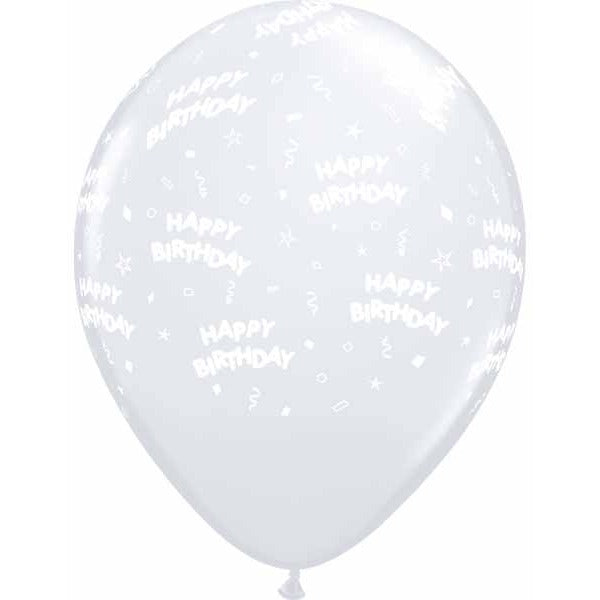HAPPY BDAY ALL OVER 12" 50/BAG CLEAR