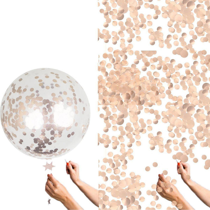 15 Pack Giant Rose Gold Confetti Balloons
