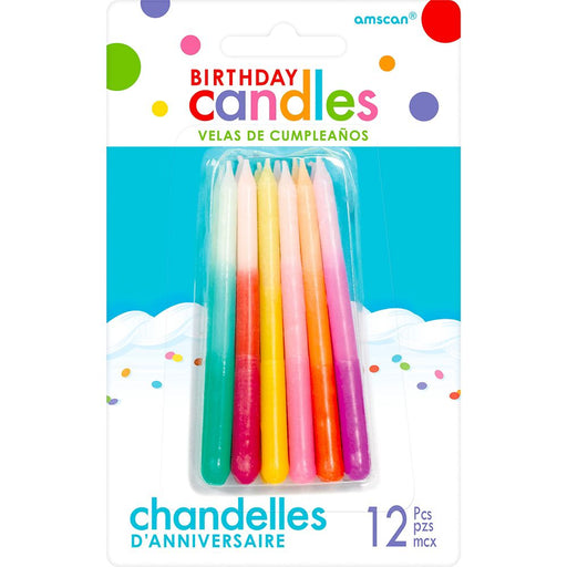 Multi Coloured Ombre Candles (12/Pk)