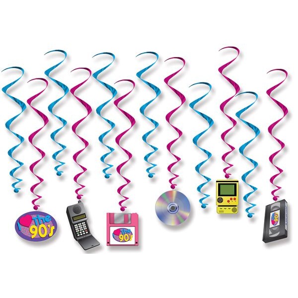 I Love the '90s Hanging Whirls, 12 Count