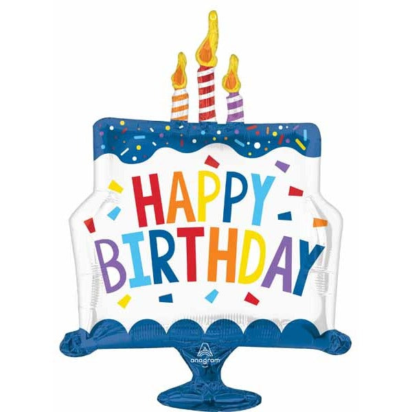 Happy Birthday Tiered Cake Foil Balloon, 29 Inch