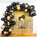16-Foot DIY Black and Gold Balloon Garland and Arch Kit with Gold Fringe Curtains