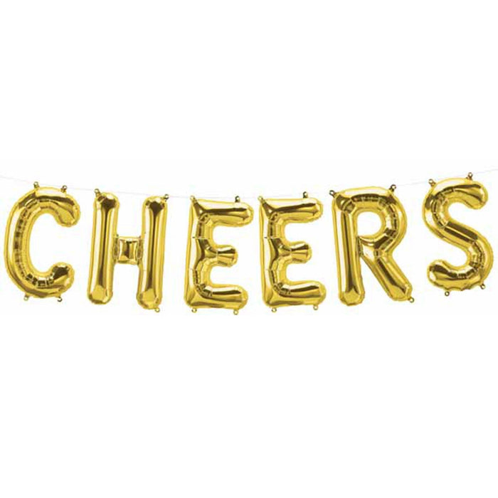 16" Cheers Gold Foil Balloon Set