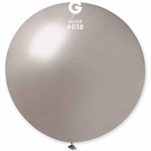 Gemar 31" Metallic Silver #038 Latex Balloon, 1 Count