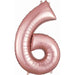 34-Inch Rose Gold Number 6 Balloon