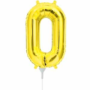 Gold Number 0 Balloon, 16 Inch
