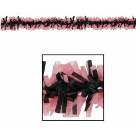 Rose and Black Tissue Craft Fringe, 12 ft