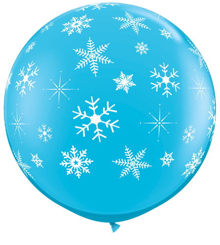 36" Robin's Egg Blue Snowflakes Latex Balloon (2/Pk)