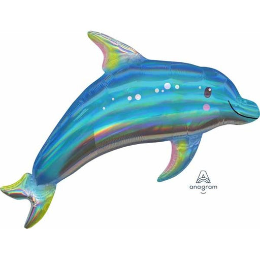 Holographic Blue Dolphin Foil Balloon, 29 Inch