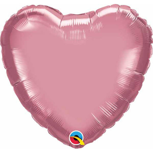 "18-Inch Chrome Mauve Heart Mylar Balloon"