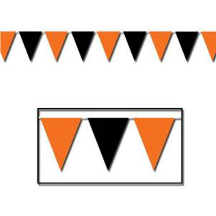18"X30' Black And Orange Pennant Banner - 1 Pack