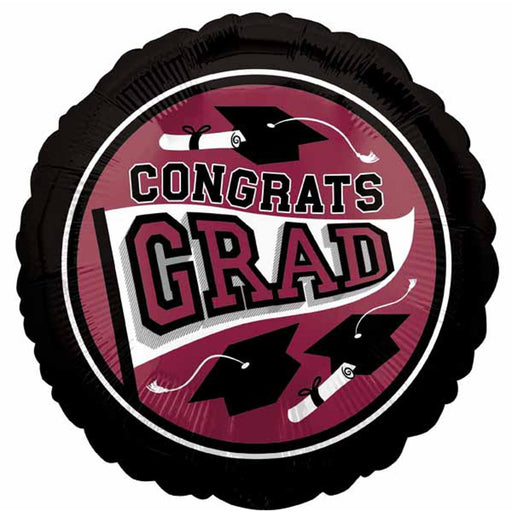 18" Berry Round Congrats Grad Foil Balloon