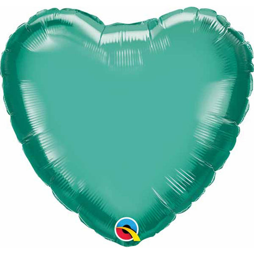 "18" Chrome Green Heart Mylar Balloon Pack"