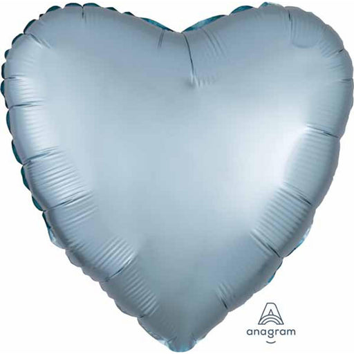 18" Heart-Shaped Satin Luxe Pastel Blue Balloon Package (S18)