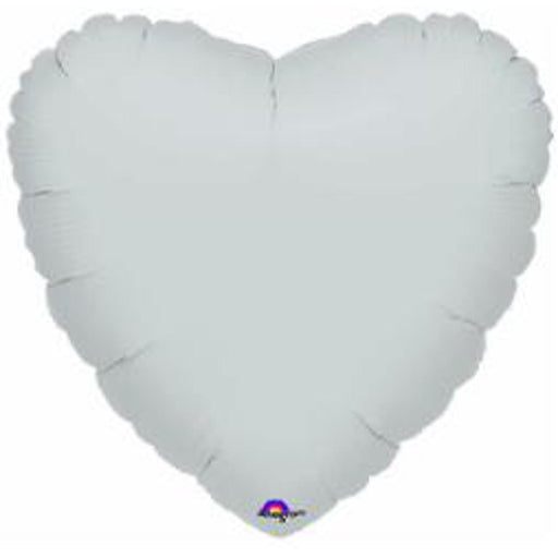 18" Heart Flat Metallic Silver Balloon With S15 Valve