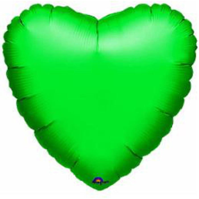 18" Heart Flat Metallic Green S15 Balloon