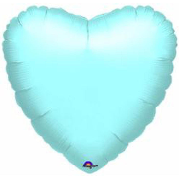 18" Heart Flat Pearl Pastel Blue