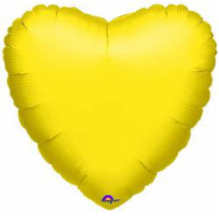 18" Metallic Yellow Heart Shaped Foil Balloon.