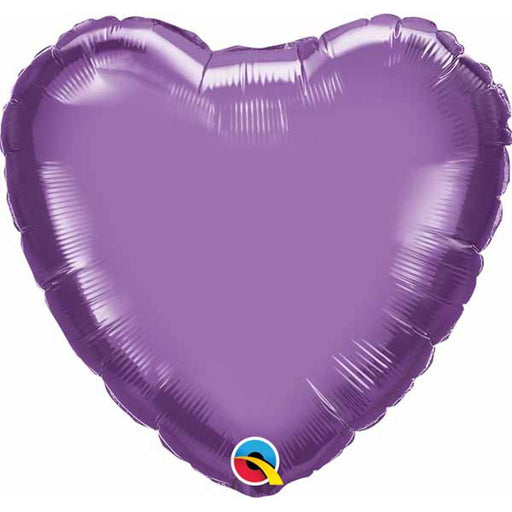 18" Mylar Chrome Purple Flat Heart Balloon.