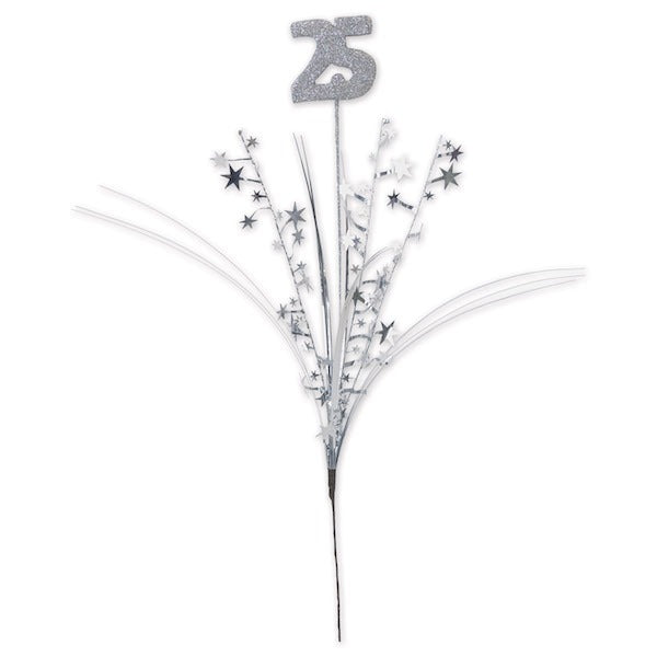 Glittered "25" Metallic Star Spray, 1 Count