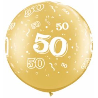 Ballons en latex dorés « 50 » tout autour de 30 pouces, paquet de 2