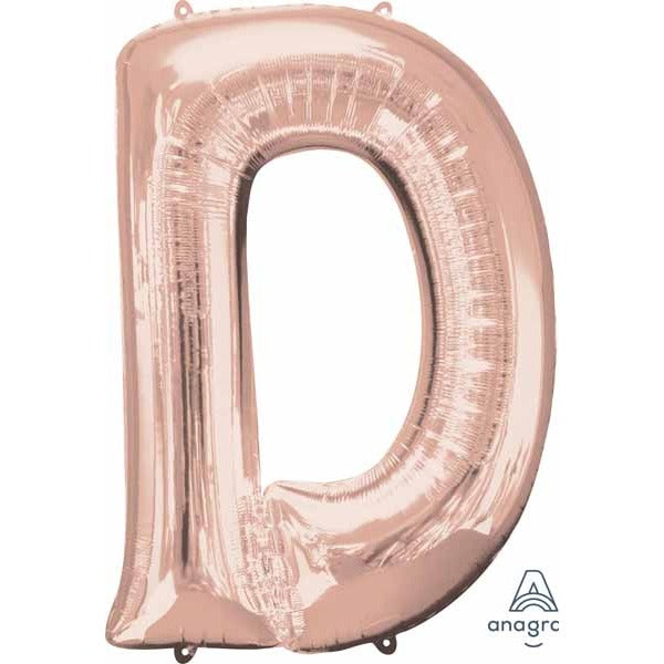 Rose Gold Letter D Balloon, 33 Inch
