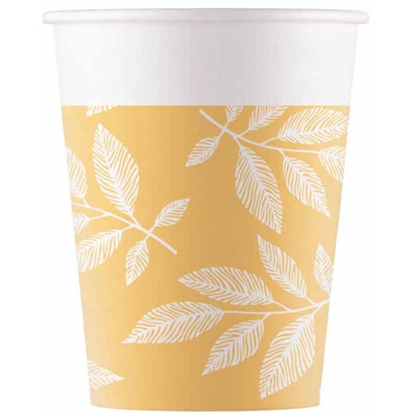 Orange Leaves 9 oz Paper Cups, 8 Pack