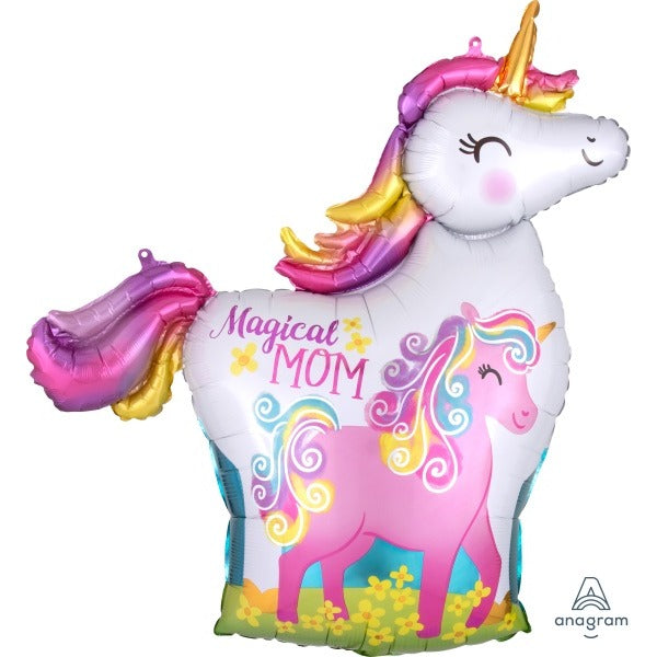 32-Inch Magical Mom Unicorn Mama and Baby Foil Balloon