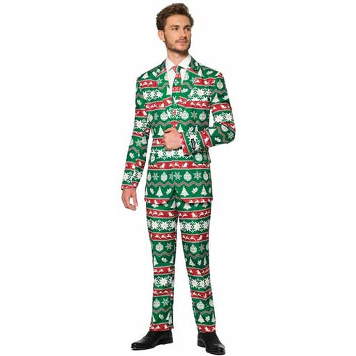 Suitmeister Men's Green Nordic Christmas Suit, X-Large