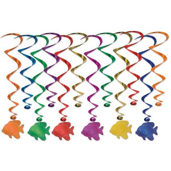 Fish Whirls Hanging Party Decorations, 12 Count