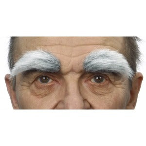 Bushy White and Grey Self-Adhesive Costume Eyebrows, 6 Pieces