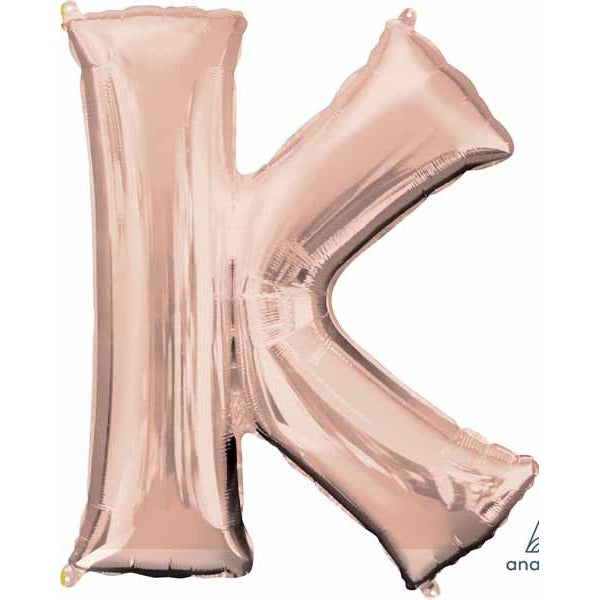 Rose Gold Letter K Balloon, 33 Inch