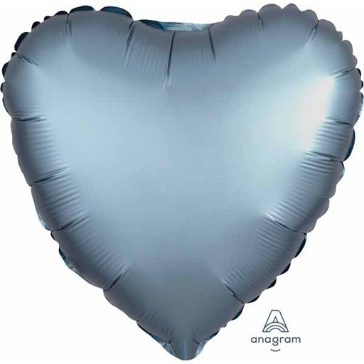 Steel Blue SatinLuxe Heart Foil Balloon, 18 Inch
