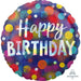 Happy Birthday Party Dots 18-Inch Round Holographic Foil Balloon