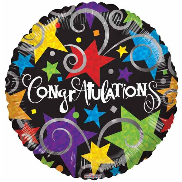 Congratulations Black 4" Round Foil Balloon