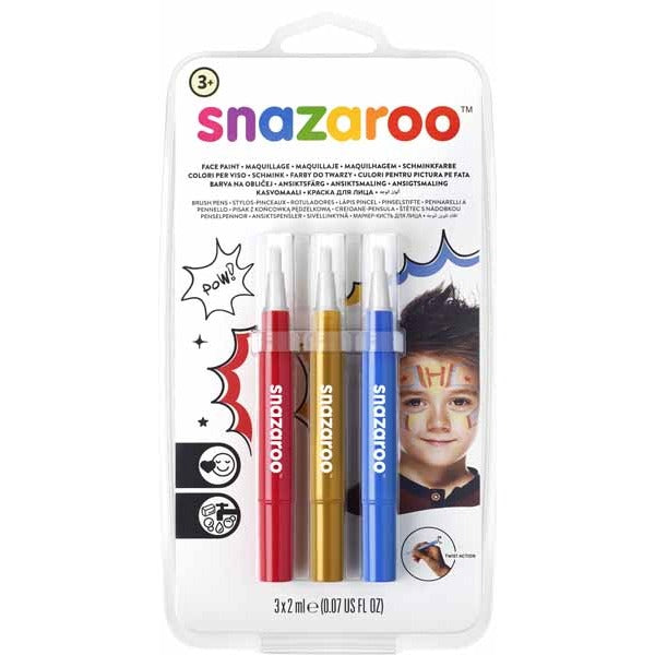 Snazaroo Adventure Face Paint Brush Pens, 3 Pack