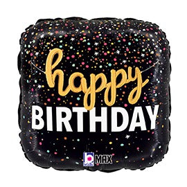 Birthday Script Confetti 18-Inch Square Foil Balloon