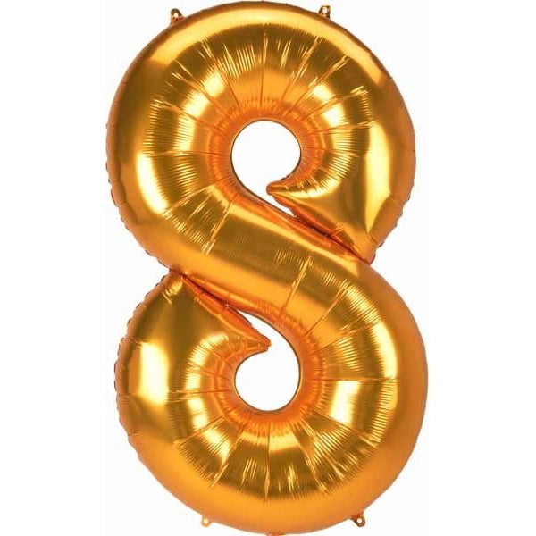 Giant Gold Number 8 Balloon, 53 Inch