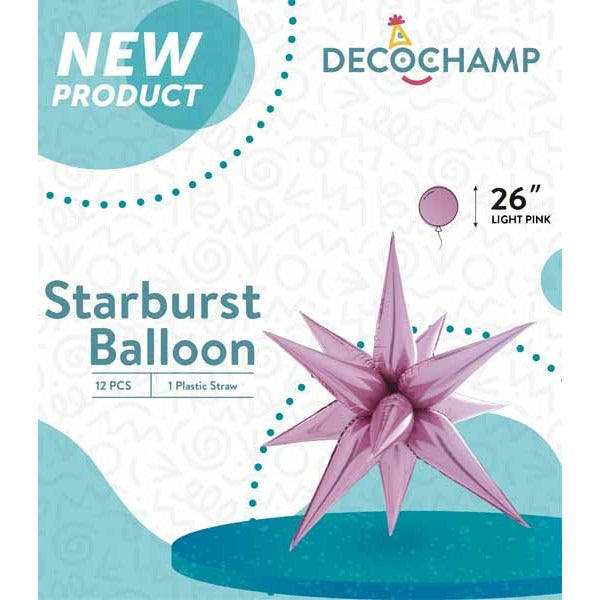 Decochamp 26-Inch Light Pink Starburst Foil Balloon