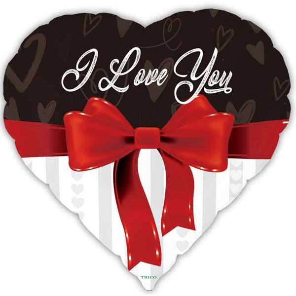 I Love You Ribbon 18-Inch Heart Foil Balloon