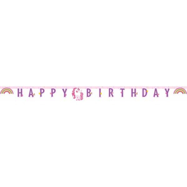 Unicorn Rainbow Happy Birthday Paper Die-Cut Banner