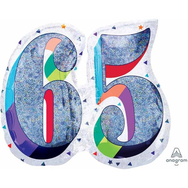 Here's to You 65th Birthday 26-Inch Shaped Foil Balloon