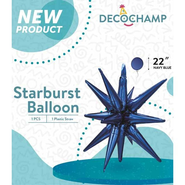 Decochamp 22" Navy Starburst Foil Balloon