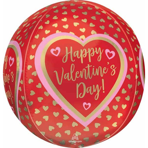 Happy Valentine's Day Golden Hearts 16" Orbz Foil Balloon