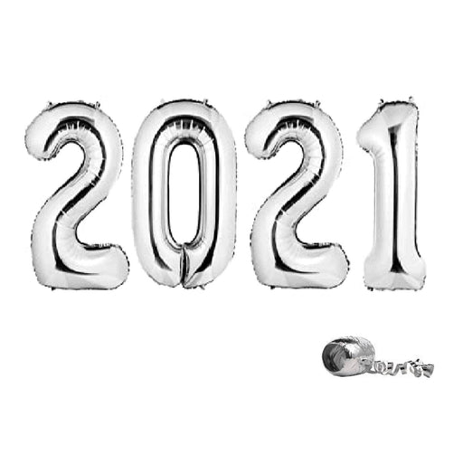 2021 Silver New Year Foil Balloons